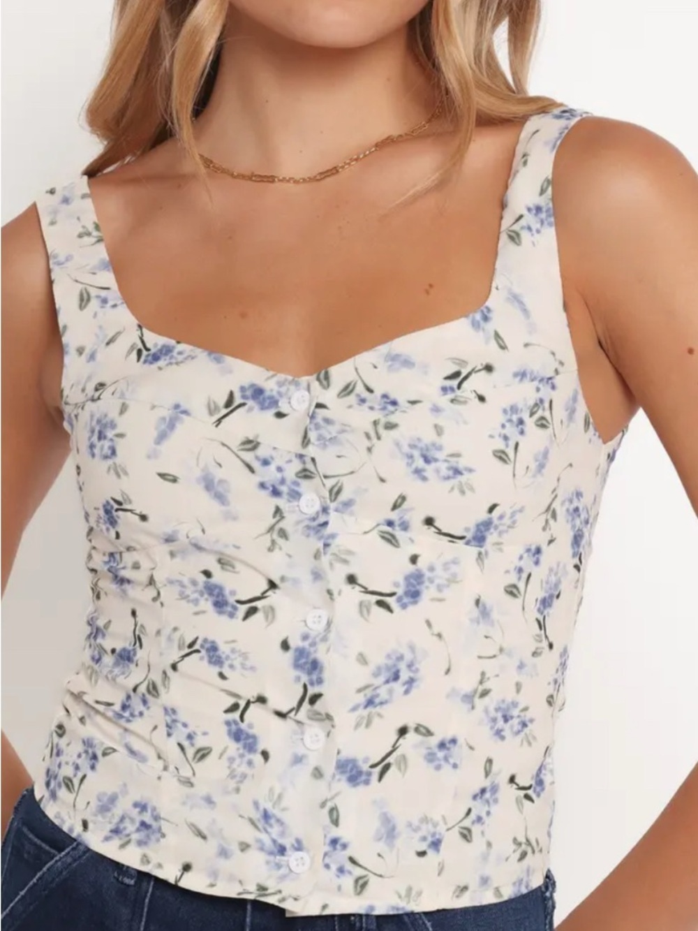 Petal + Pup Jia Floral Button Front Tank XS Sweetheart Smocked Back
